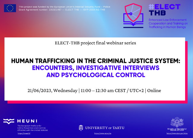 ANNOUNCEMENT OF AN ELECT-THB FINAL WEBINAR ON HUMAN TRAFFICKING